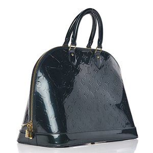 Authentic Louis Vuitton Vernis Alma Gm Rouge Fauviste Patent Leather Tote